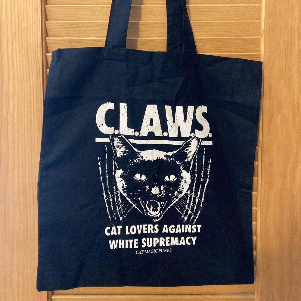 Cat Lovers Against White Supremacy (CLAWS) tote bag